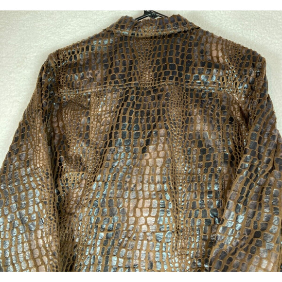 Ruby‎ Rd. Woman Black and Brown Zip Front Jacket Lightweight 3/4 Sleeves Size 14 - Picture 5 of 16